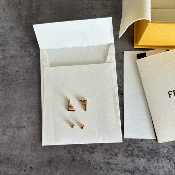 Fendi FF Gold Tone Earrings - Picture 7 of 11
